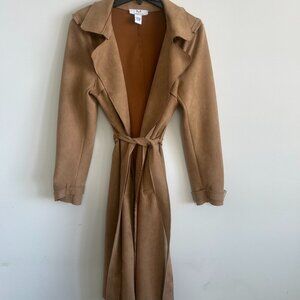 Magashoni Medium Tan Faux Suede Woman's Coat, size Large